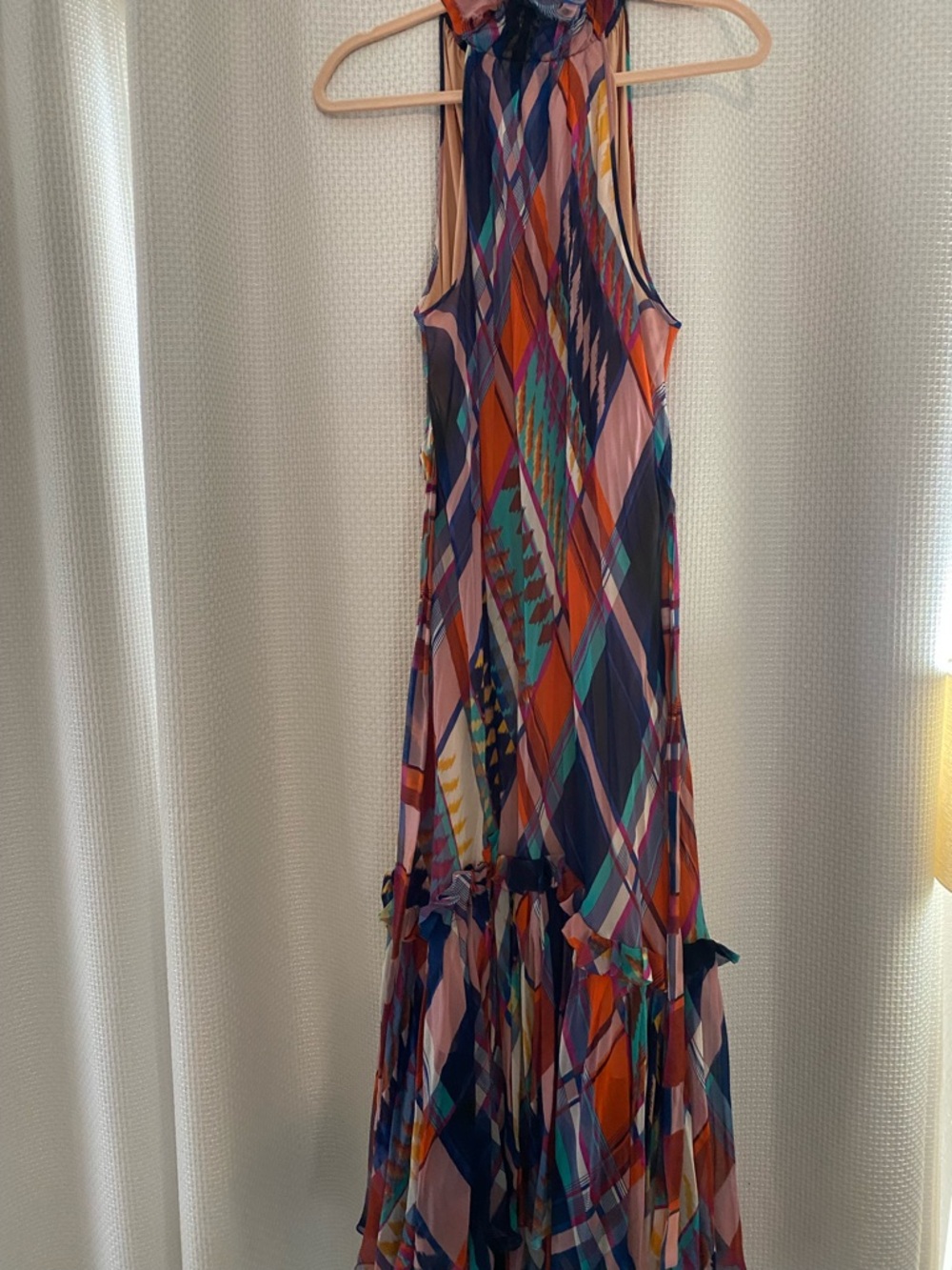 Multicolor Printed Maxi Dress with Waist Tie - Picture 2 of 4